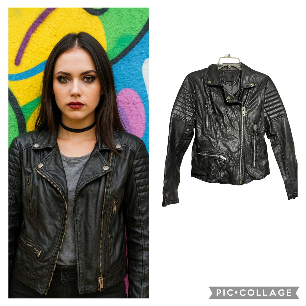 Blank NYC Vegan Leather Moto Biker Jacket -‎ Size Small (2885)